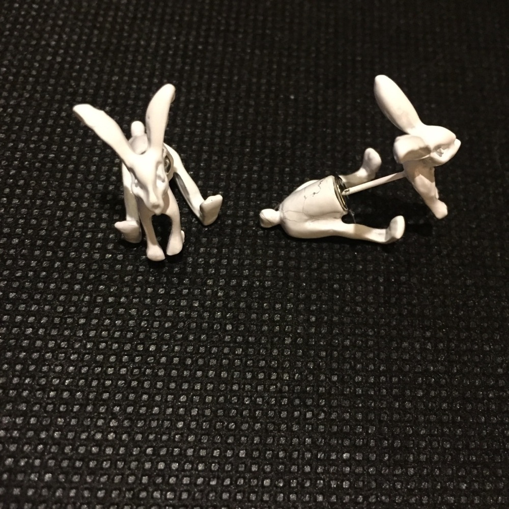 🐇 Cute bunny rabbit front and back stud jacket earrings 🐰 - Picture 4 of 10